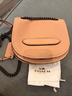 Coach New Pebbled Leather Saddle Crossbody - Blush Pink/Tan